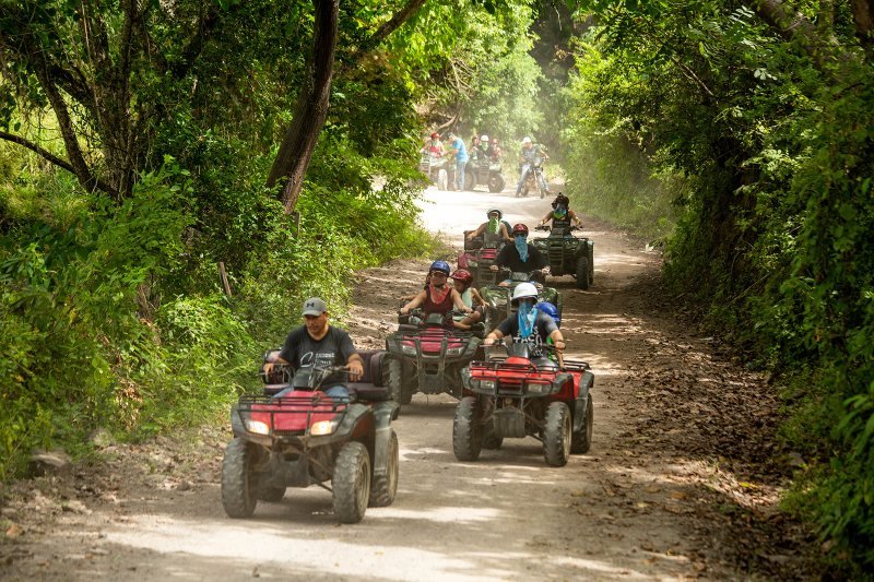 ATV group on the jungle trail at Rancho Capomo, Puerto Vallarta