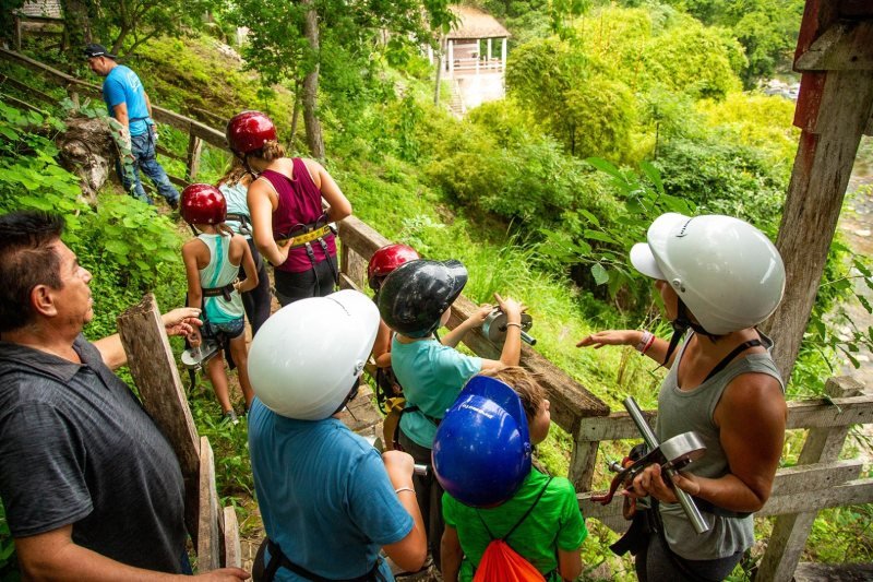 Zipline over the ravine on the seven-line circuit above Puerto Vallarta